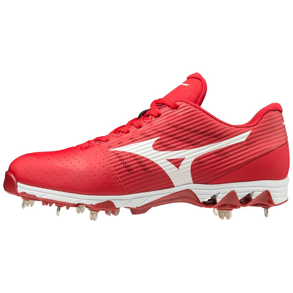 Mens Mizuno 9-Spike Ambition Low Metal Baseball Cleats Red/White Philippines (SJBPWA469)